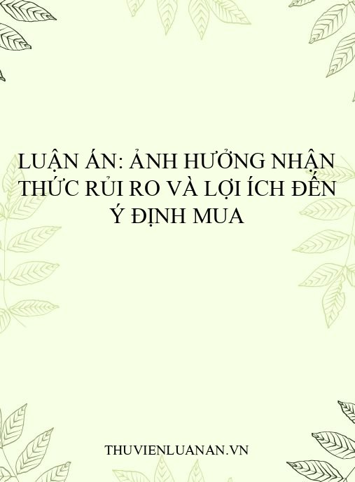 Luận án: Ảnh hưởng nhận thức rủi ro và lợi ích đến ý định mua