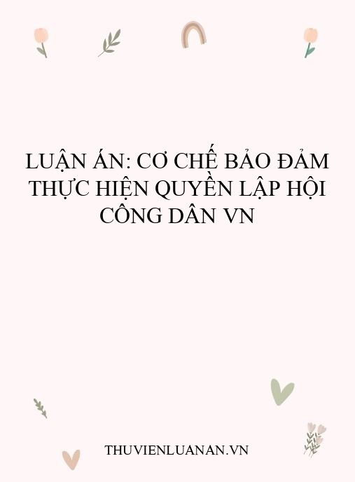Luận án: Cơ chế bảo đảm thực hiện quyền lập hội công dân VN