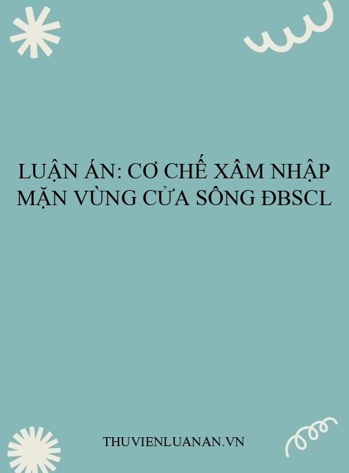 Luận án: Cơ chế xâm nhập mặn vùng cửa sông ĐBSCL