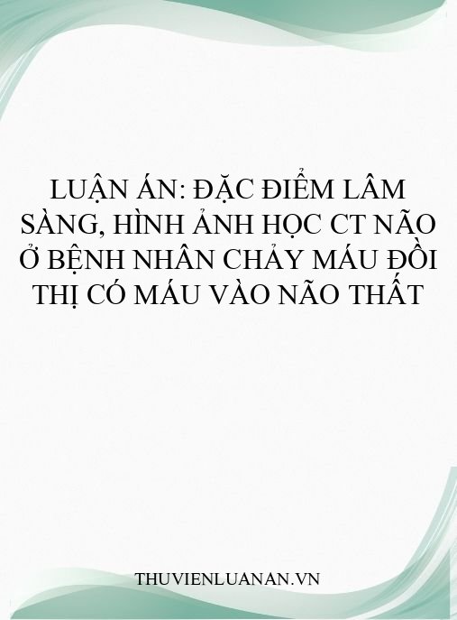 Luận án: Đặc điểm lâm sàng, hình ảnh học CT não ở bệnh nhân chảy máu đồi thị có máu vào não thất