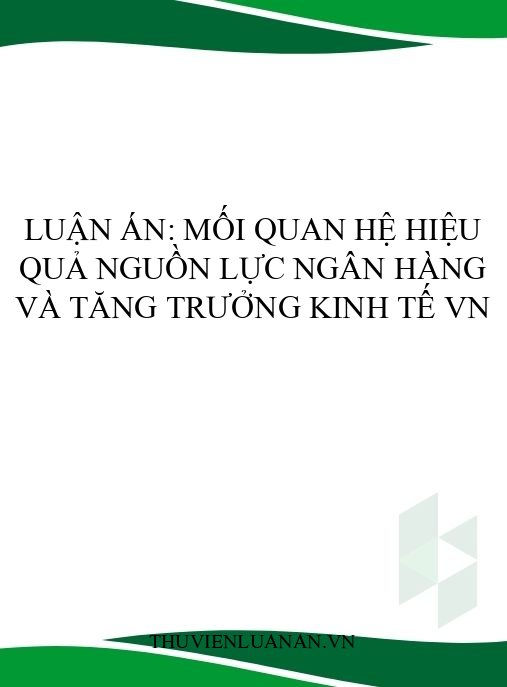 Luận án: Mối quan hệ hiệu quả nguồn lực ngân hàng và tăng trưởng kinh tế VN