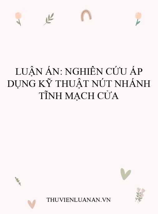 Luận án: Nghiên cứu áp dụng kỹ thuật nút nhánh tĩnh mạch cửa