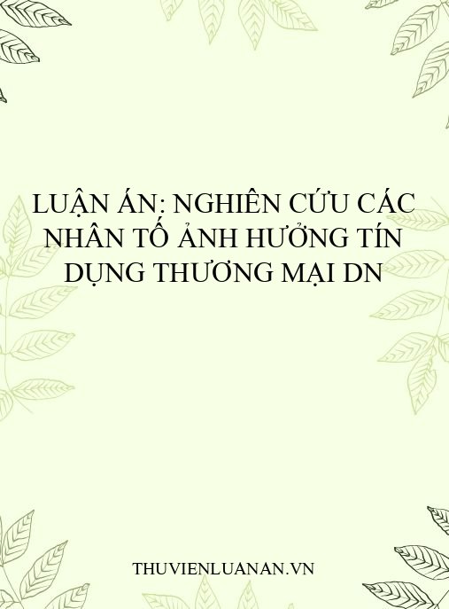 Luận án: Nghiên cứu các nhân tố ảnh hưởng tín dụng thương mại DN