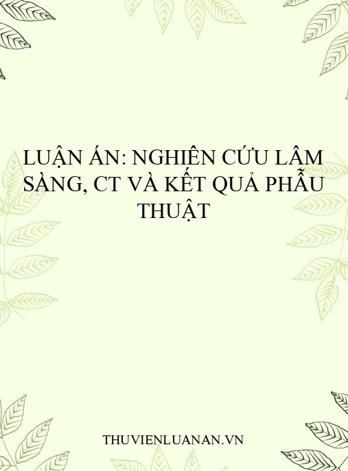 Luận án: Nghiên cứu lâm sàng, CT và kết quả phẫu thuật