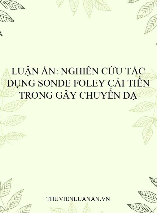 Luận án: Nghiên cứu tác dụng sonde Foley cải tiến trong gây chuyển dạ