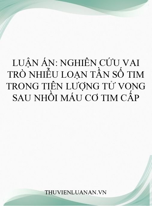Luận án: Nghiên cứu vai trò nhiễu loạn tần số tim trong tiên lượng tử vong sau nhồi máu cơ tim cấp