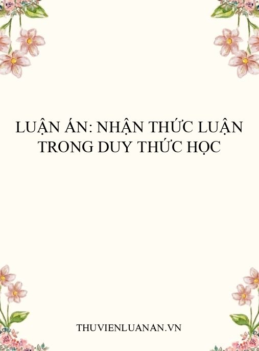 Luận án: Nhận thức luận trong Duy thức học