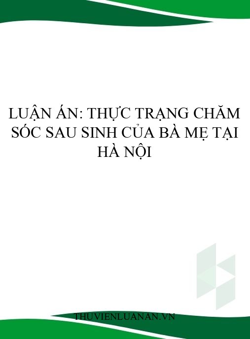 Luận án: Thực trạng chăm sóc sau sinh của bà mẹ tại Hà Nội