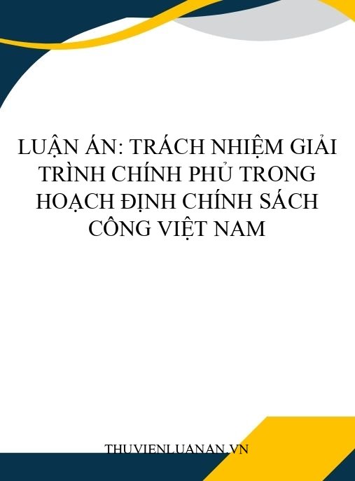 Luận án: Trách nhiệm giải trình Chính phủ trong hoạch định chính sách công Việt Nam